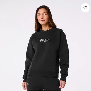 Figs Black Logo Crewneck Sweatshirt